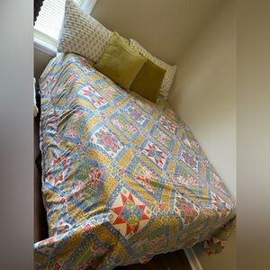 Vintage Quilt Comforter Blanket:Patchwork/Retro/Cottage/Cabin/Bohemian/Colorful